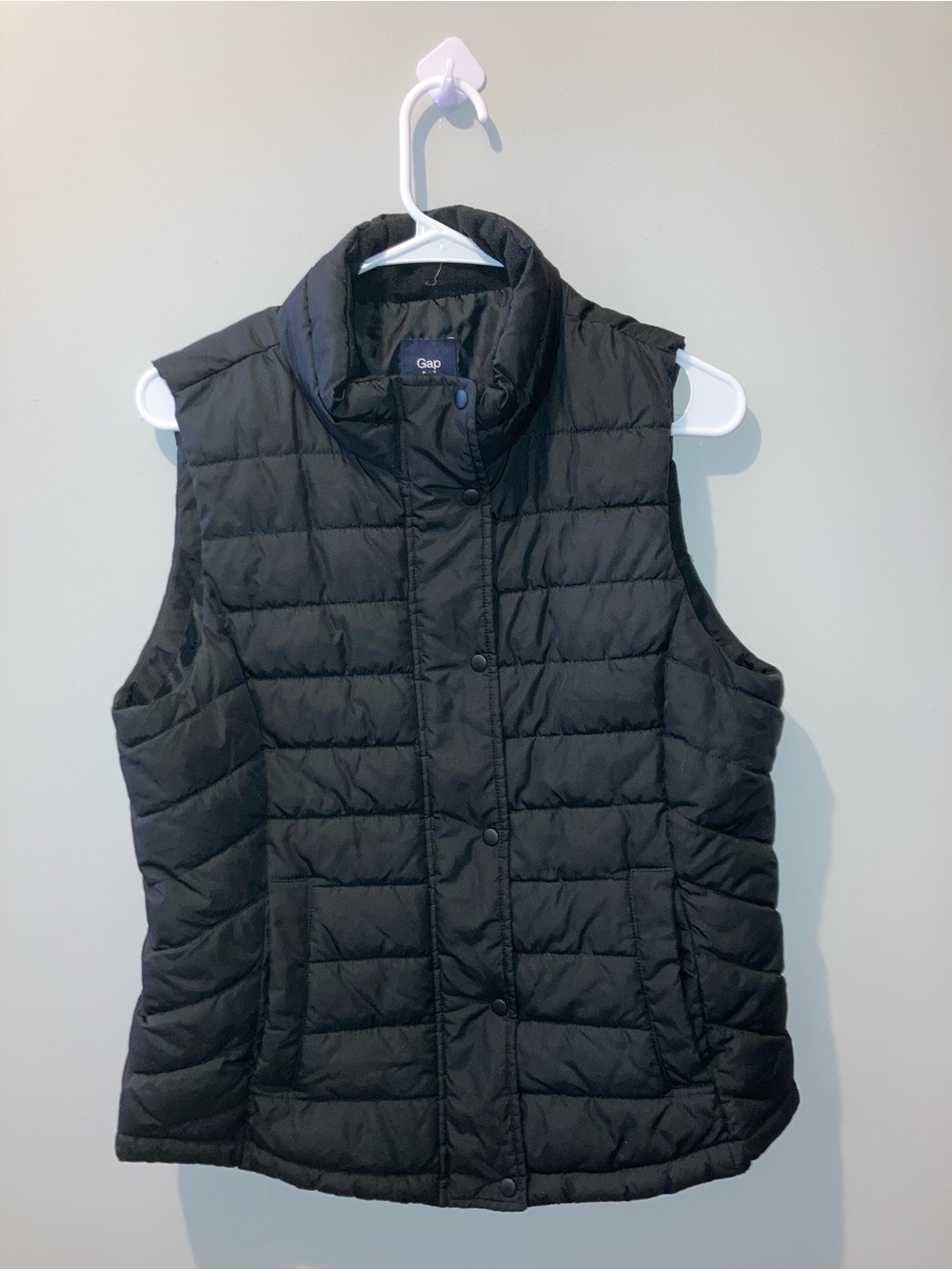 Gap Black Puffer Vest Lightweight Quilted Zip